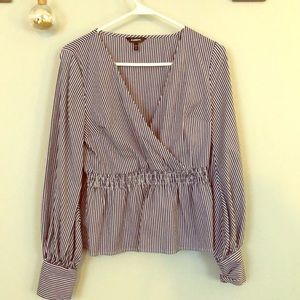 Express stripe cross front blouse